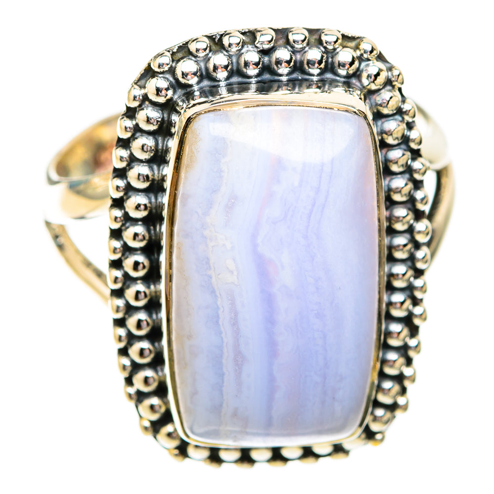 Blue Lace Agate Rings handcrafted by Ana Silver Co - RING119233 - Photo 2