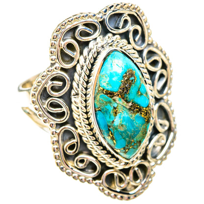 Blue Copper Composite Turquoise Rings handcrafted by Ana Silver Co - RING119241 - Photo 2