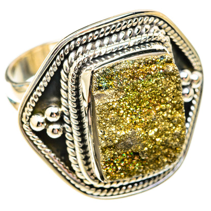 Spectro Pyrite Druzy Rings handcrafted by Ana Silver Co - RING119258 - Photo 2