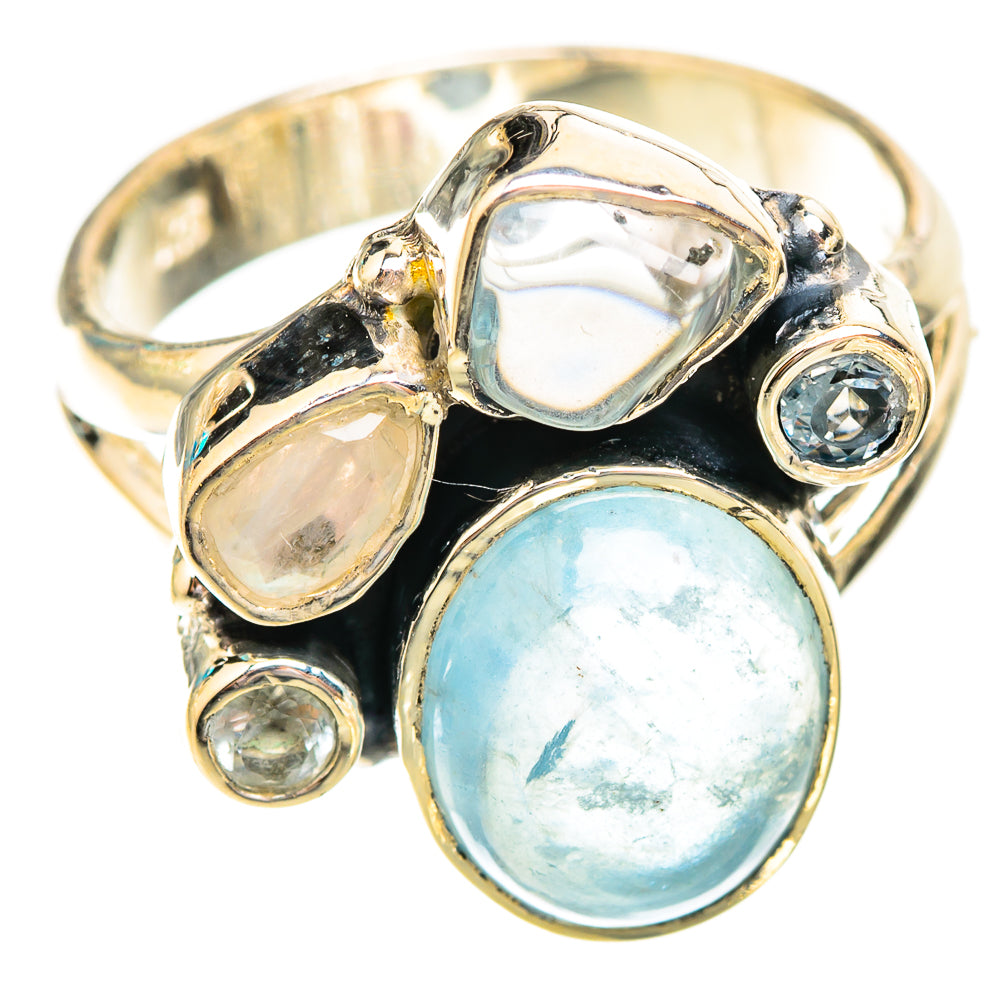 Aquamarine, Blue Topaz, Rainbow Moonstone Rings handcrafted by Ana Silver Co - RING119350 - Photo 2