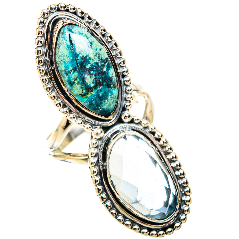 Tibetan Turquoise, Aquamarine Rings handcrafted by Ana Silver Co - RING119392 - Photo 2