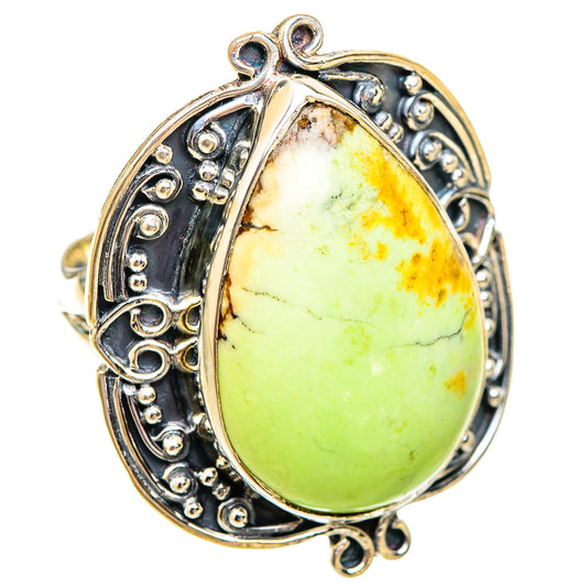 Lemon Chrysoprase Rings handcrafted by Ana Silver Co - RING119393 - Photo 2