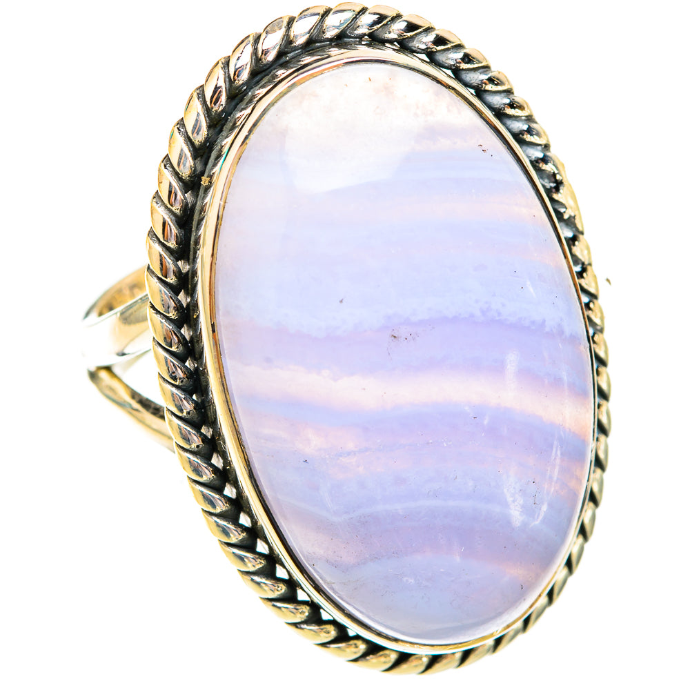 Blue Lace Agate Rings handcrafted by Ana Silver Co - RING119421 - Photo 2