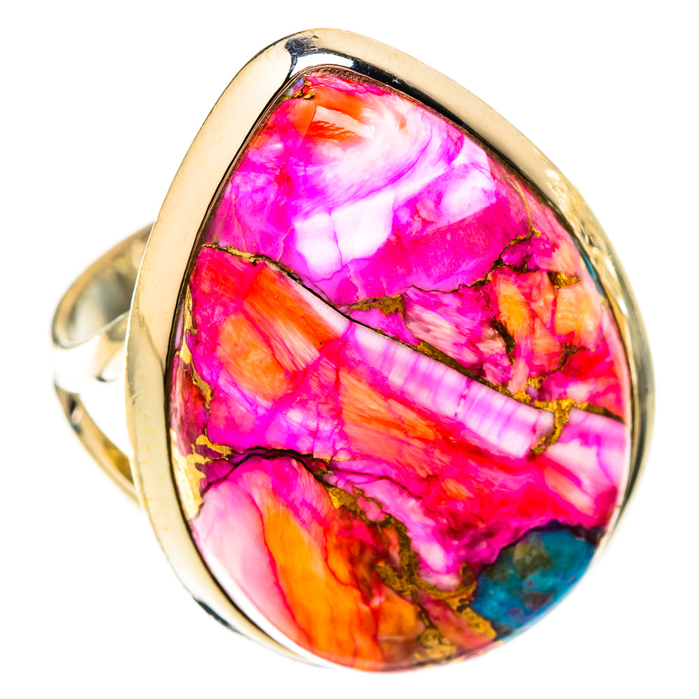 Kingman Pink Dahlia Turquoise Rings handcrafted by Ana Silver Co - RING119503 - Photo 2