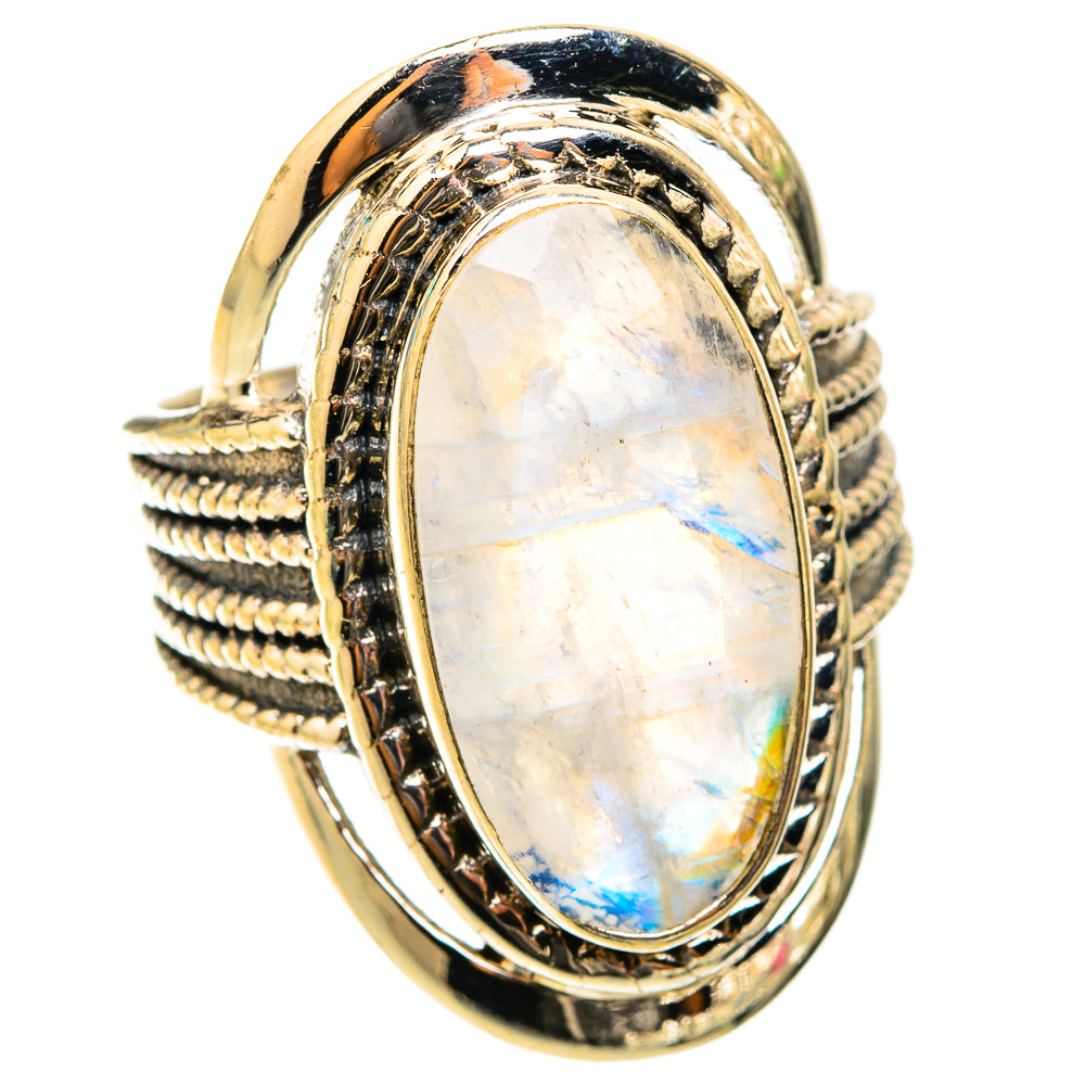Rainbow Moonstone Rings handcrafted by Ana Silver Co - RING119532 - Photo 2