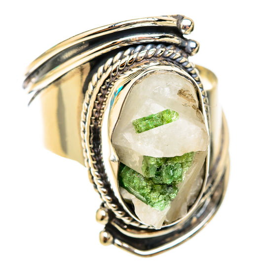 Green Tourmaline In Quartz Rings handcrafted by Ana Silver Co - RING119547 - Photo 2