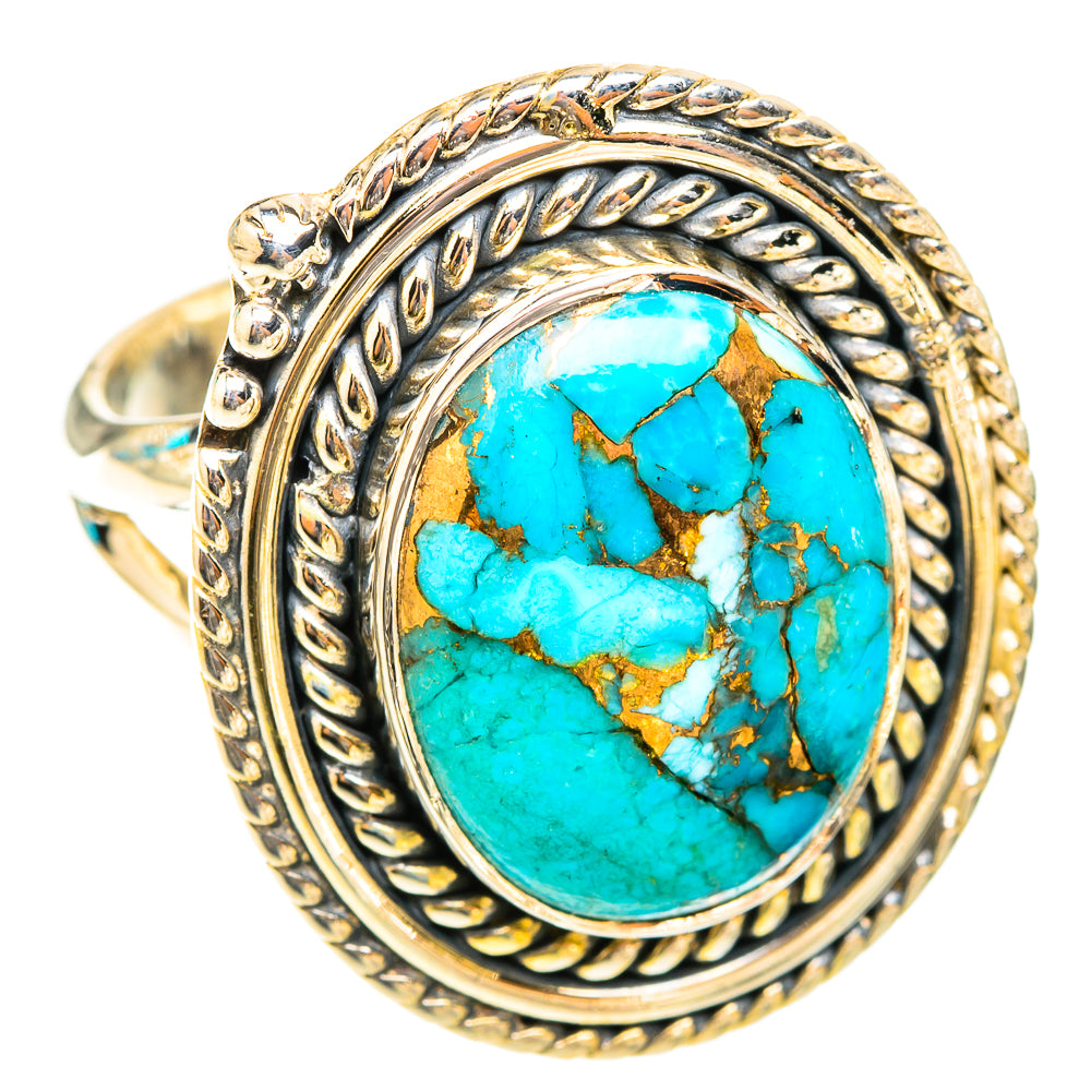 Blue Copper Composite Turquoise Rings handcrafted by Ana Silver Co - RING119565 - Photo 2