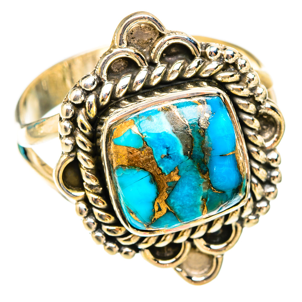 Blue Copper Composite Turquoise Rings handcrafted by Ana Silver Co - RING119590 - Photo 2