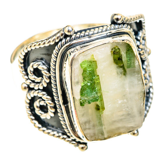Green Tourmaline In Quartz Rings handcrafted by Ana Silver Co - RING119597 - Photo 2