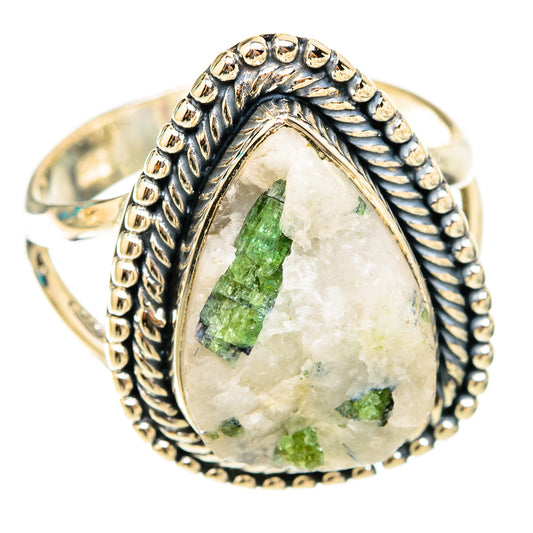 Green Tourmaline In Quartz Rings handcrafted by Ana Silver Co - RING119619 - Photo 2