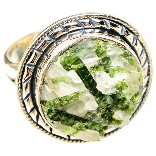 Green Tourmaline In Quartz Rings handcrafted by Ana Silver Co - RING119644 - Photo 2