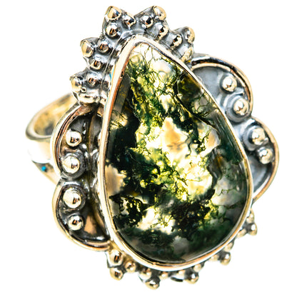 Green Moss Agate Rings handcrafted by Ana Silver Co - RING119671 - Photo 2