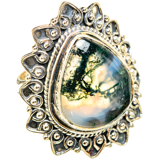Green Moss Agate Rings handcrafted by Ana Silver Co - RING119695 - Photo 2