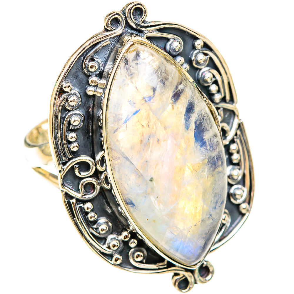 Rainbow Moonstone Rings handcrafted by Ana Silver Co - RING119718 - Photo 2