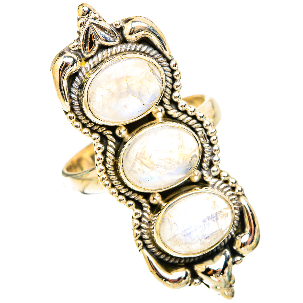 Rainbow Moonstone Rings handcrafted by Ana Silver Co - RING119723 - Photo 2