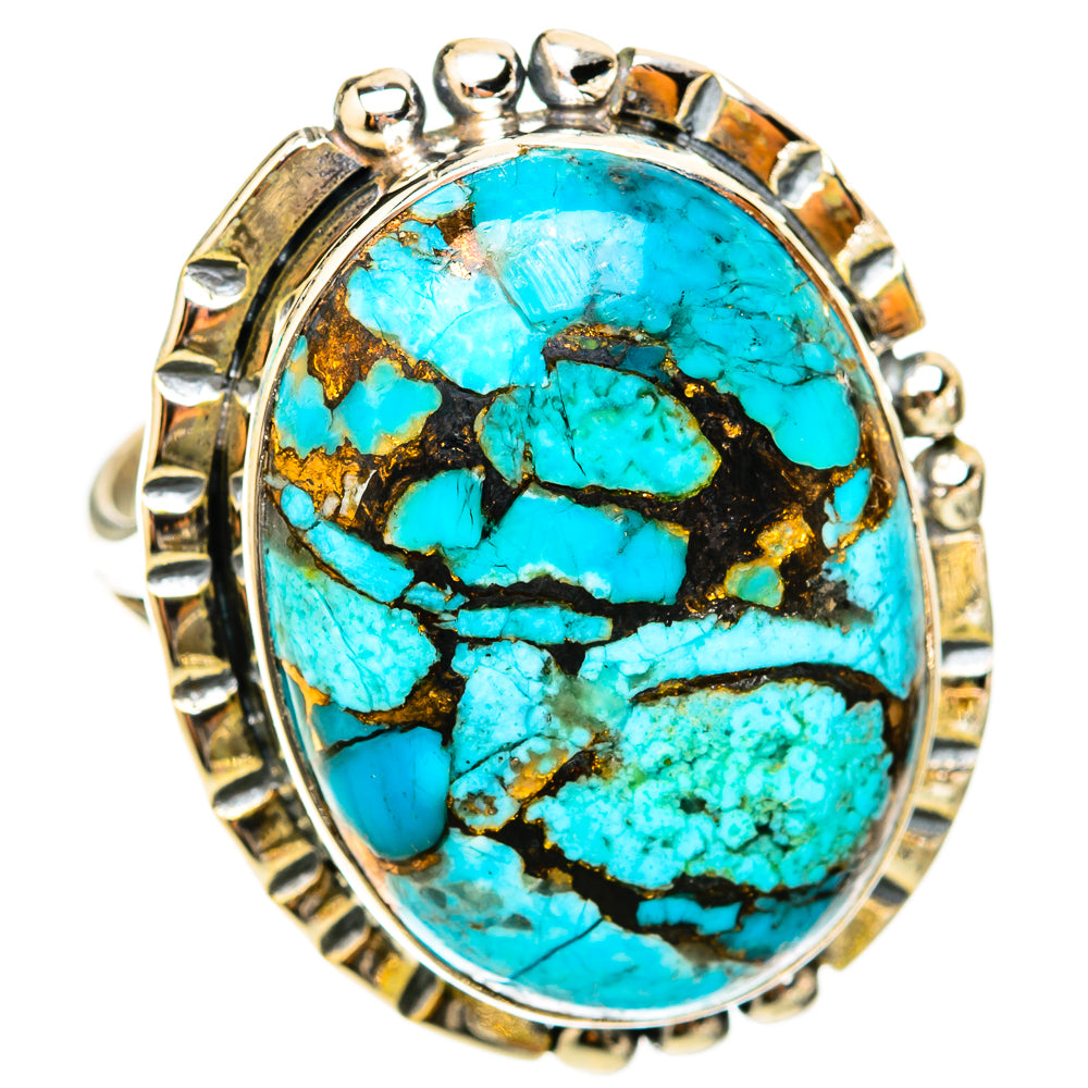 Blue Copper Composite Turquoise Rings handcrafted by Ana Silver Co - RING119734 - Photo 2