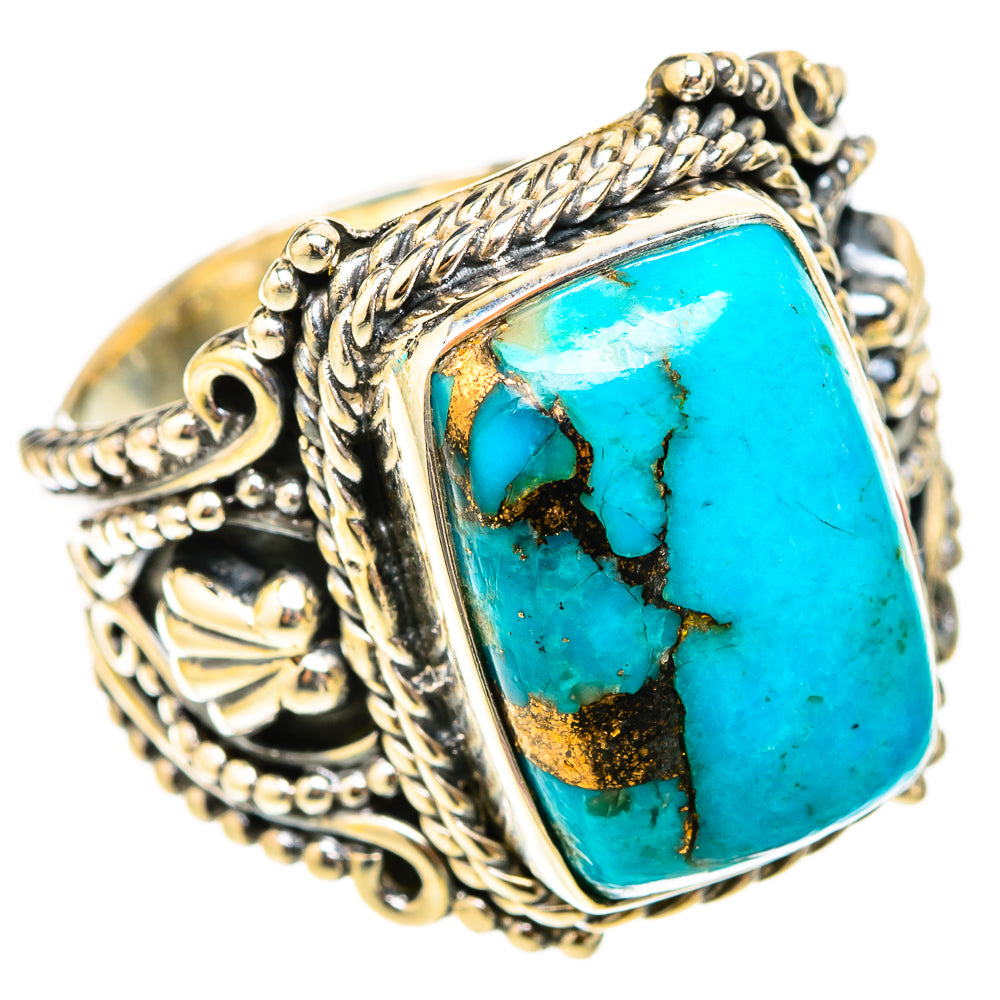 Blue Copper Composite Turquoise Rings handcrafted by Ana Silver Co - RING119737 - Photo 2