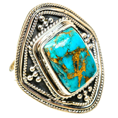 Blue Copper Composite Turquoise Rings handcrafted by Ana Silver Co - RING119778 - Photo 2