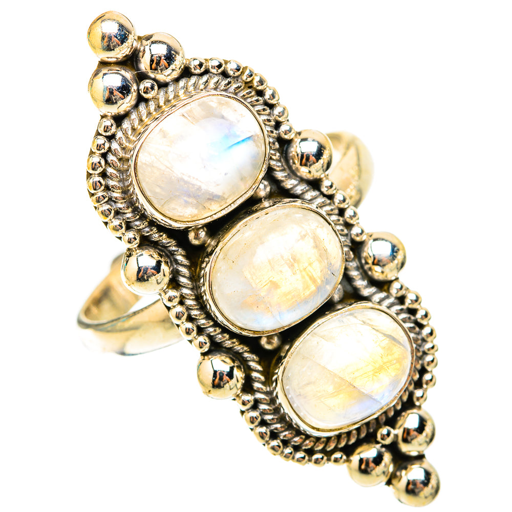 Rainbow Moonstone Rings handcrafted by Ana Silver Co - RING119804 - Photo 2