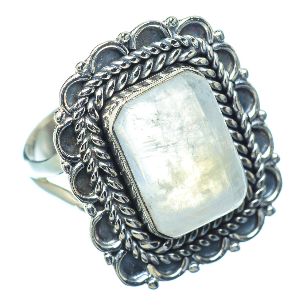 Rainbow Moonstone Rings handcrafted by Ana Silver Co - RING11981