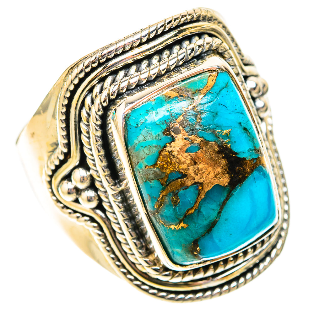 Blue Copper Composite Turquoise Rings handcrafted by Ana Silver Co - RING119843 - Photo 2
