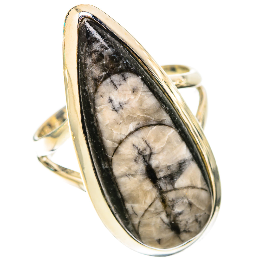 Orthoceras Fossil Rings handcrafted by Ana Silver Co - RING119871 - Photo 2