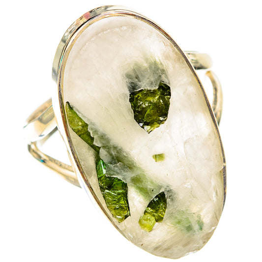 Green Tourmaline In Quartz Rings handcrafted by Ana Silver Co - RING119882 - Photo 2