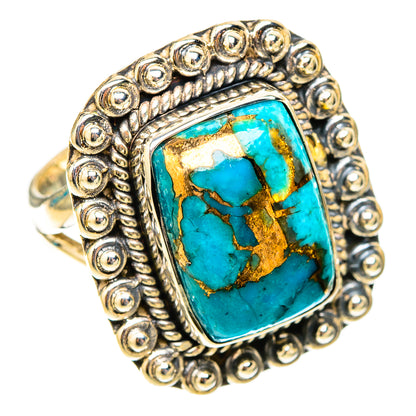 Blue Copper Composite Turquoise Rings handcrafted by Ana Silver Co - RING119902 - Photo 2