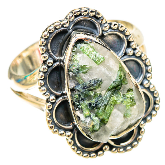 Green Tourmaline In Quartz Rings handcrafted by Ana Silver Co - RING119912 - Photo 2