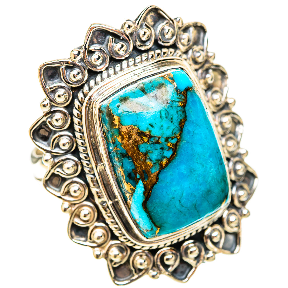 Blue Copper Composite Turquoise Rings handcrafted by Ana Silver Co - RING119961 - Photo 2