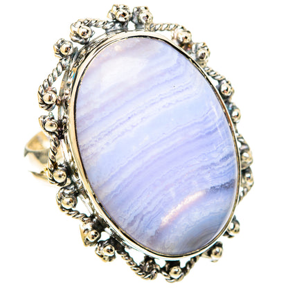 Blue Lace Agate Rings handcrafted by Ana Silver Co - RING120002 - Photo 2