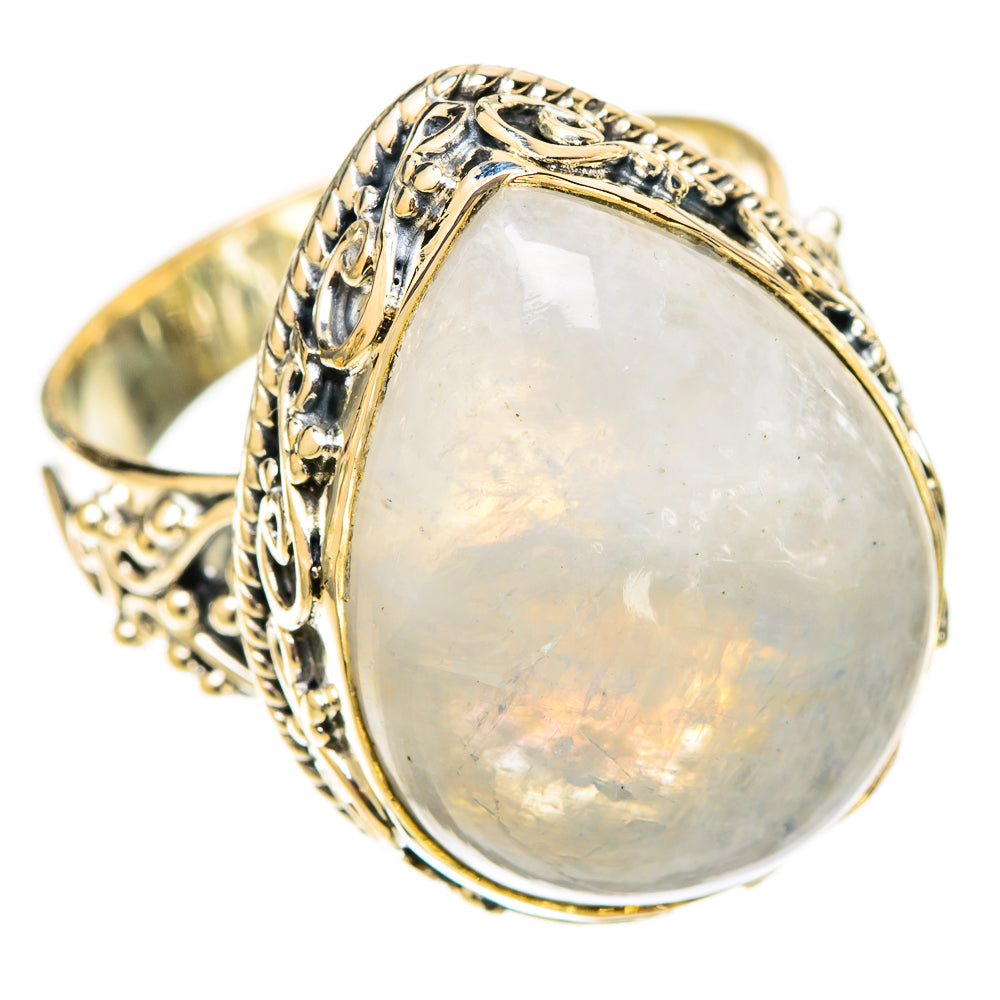 Rainbow Moonstone Rings handcrafted by Ana Silver Co - RING120004 - Photo 2
