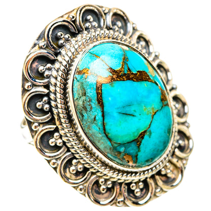Blue Copper Composite Turquoise Rings handcrafted by Ana Silver Co - RING120015 - Photo 2