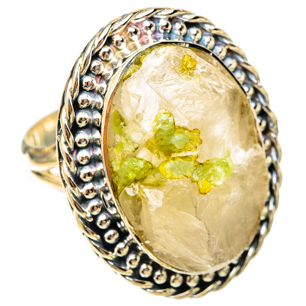 Green Tourmaline In Quartz Rings handcrafted by Ana Silver Co - RING120029 - Photo 2