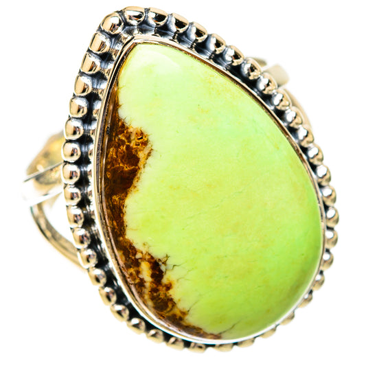 Lemon Chrysoprase Rings handcrafted by Ana Silver Co - RING120030 - Photo 2