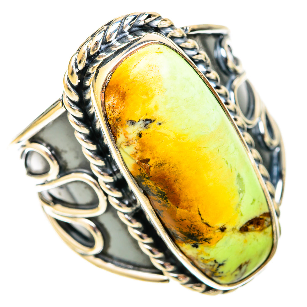 Lemon Chrysoprase Rings handcrafted by Ana Silver Co - RING120032 - Photo 2