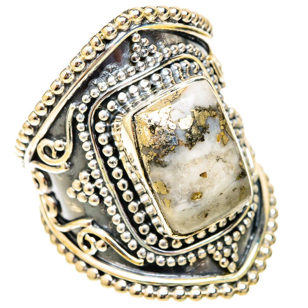 Pyrite Agate Rings handcrafted by Ana Silver Co - RING120051 - Photo 2
