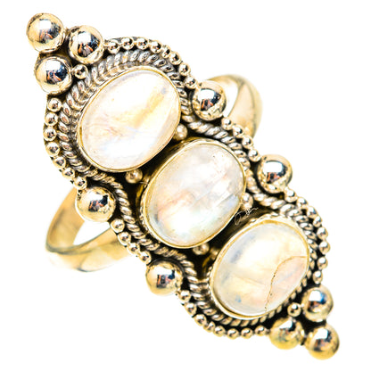 Rainbow Moonstone Rings handcrafted by Ana Silver Co - RING120052 - Photo 2