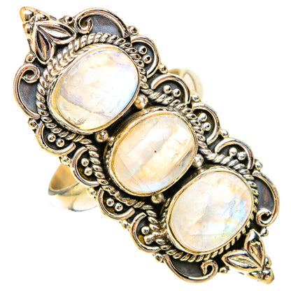 Rainbow Moonstone Rings handcrafted by Ana Silver Co - RING120053 - Photo 2