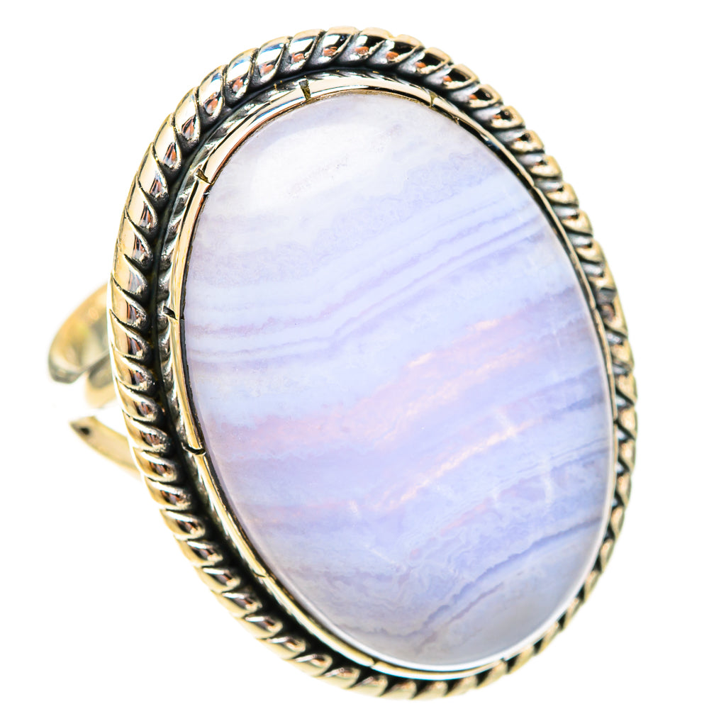 Blue Lace Agate Rings handcrafted by Ana Silver Co - RING120056 - Photo 2