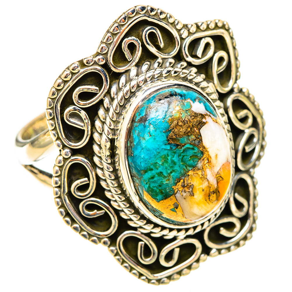 Spiny Oyster Turquoise Rings handcrafted by Ana Silver Co - RING120058 - Photo 2