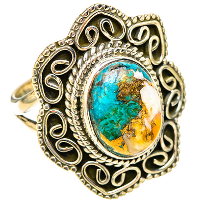 Spiny Oyster Turquoise Rings handcrafted by Ana Silver Co - RING120058 - Photo 2
