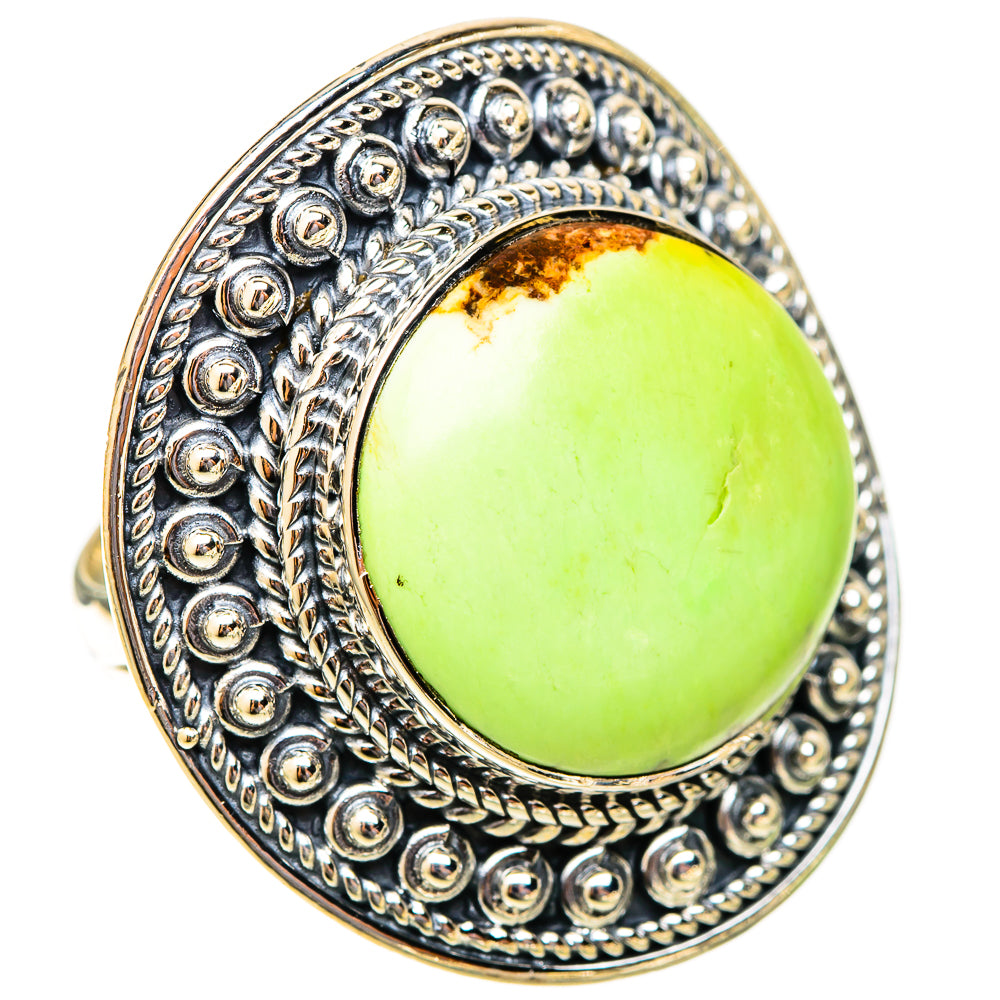 Lemon Chrysoprase Rings handcrafted by Ana Silver Co - RING120081 - Photo 2
