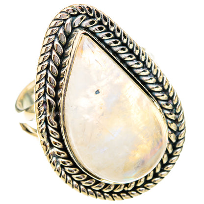 Rainbow Moonstone Rings handcrafted by Ana Silver Co - RING120105 - Photo 2