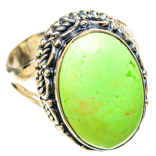 Lemon Chrysoprase Rings handcrafted by Ana Silver Co - RING120115 - Photo 2