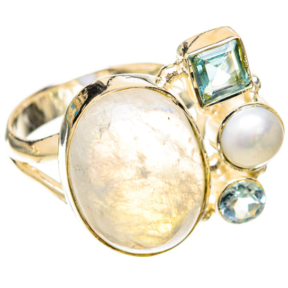 Rainbow Moonstone Rings handcrafted by Ana Silver Co - RING120136 - Photo 2
