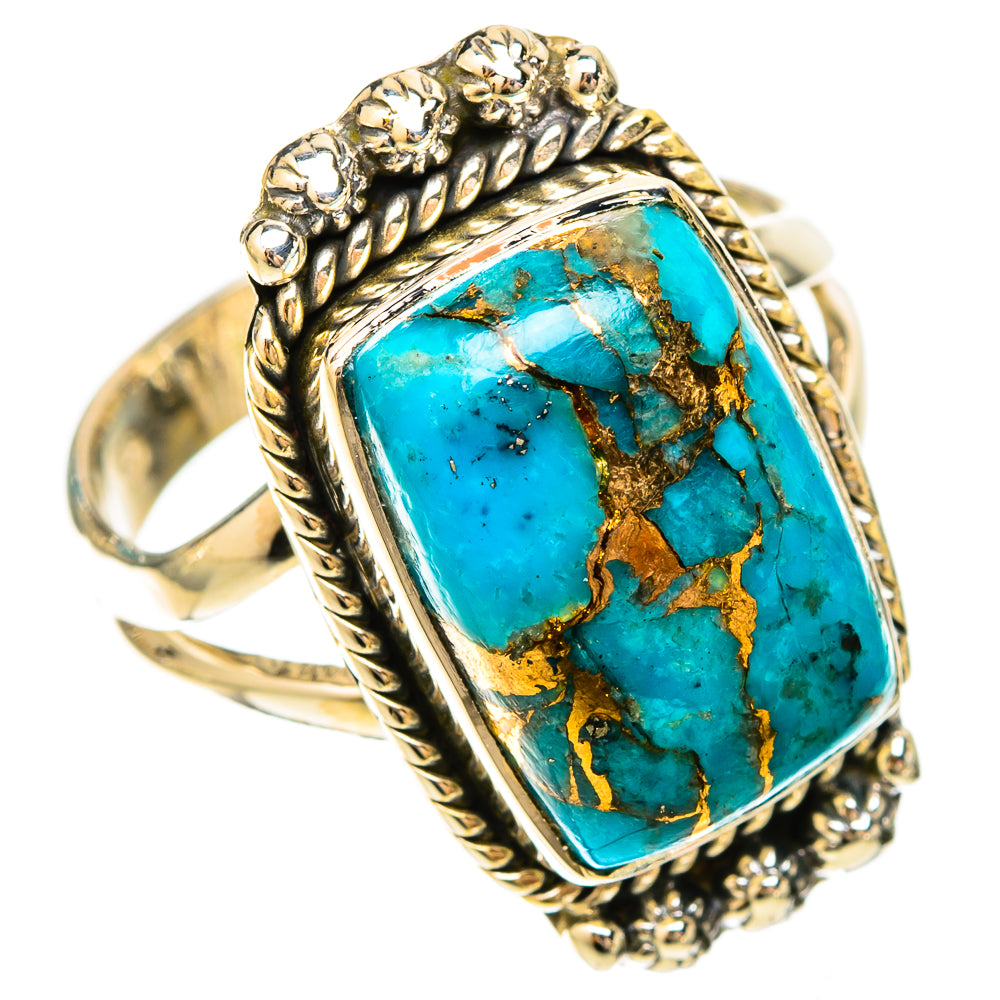 Blue Copper Composite Turquoise Rings handcrafted by Ana Silver Co - RING120146 - Photo 2