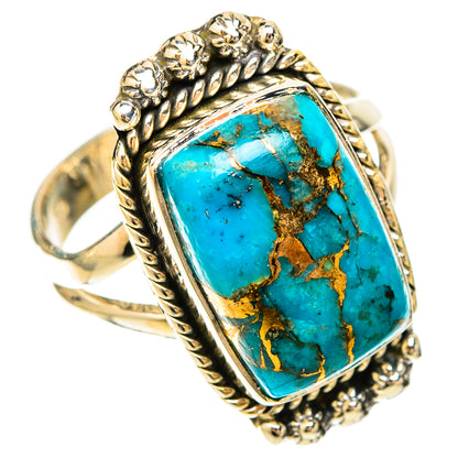 Blue Copper Composite Turquoise Rings handcrafted by Ana Silver Co - RING120146 - Photo 2
