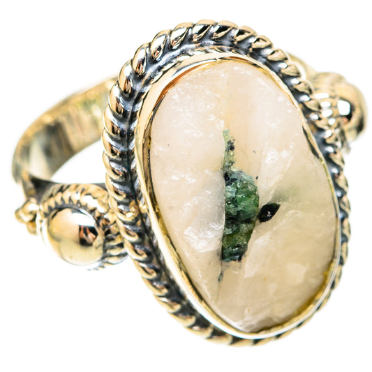 Green Tourmaline In Quartz Rings handcrafted by Ana Silver Co - RING120169 - Photo 2