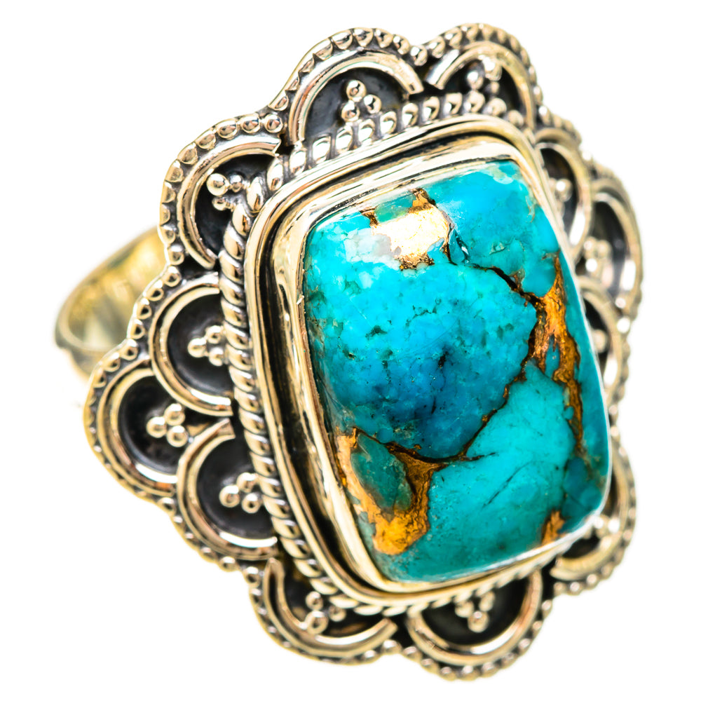 Green Copper Composite Turquoise Rings handcrafted by Ana Silver Co - RING120175 - Photo 2